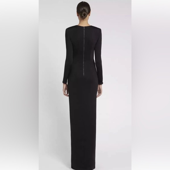 Alice + Olivia Kyra Deep V Neck Slinky Faux Wrap Long Dress - Picture 4 of 10
